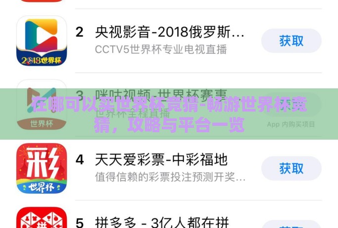 在哪可以买世界杯竞猜-畅游世界杯竞猜,攻略与平台一览 在哪可以买世界杯竞猜-畅游世界杯竞猜,攻略与平台一览