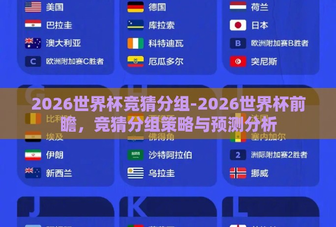 2026世界杯竞猜分组-2026世界杯前瞻,竞猜分组策略与预测分析 2026世界杯竞猜分组-2026世界杯前瞻,竞猜分组策略与预测分析