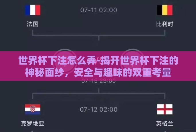 世界杯下注怎么弄-揭开世界杯下注的神秘面纱，安全与趣味的双重考量