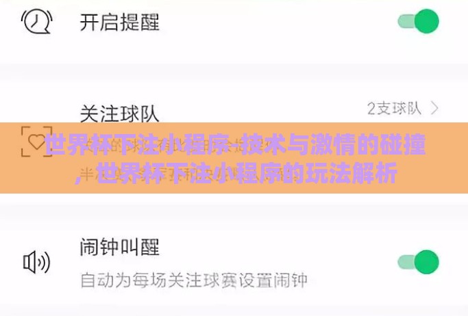 世界杯下注小程序-技术与激情的碰撞，世界杯下注小程序的玩法解析