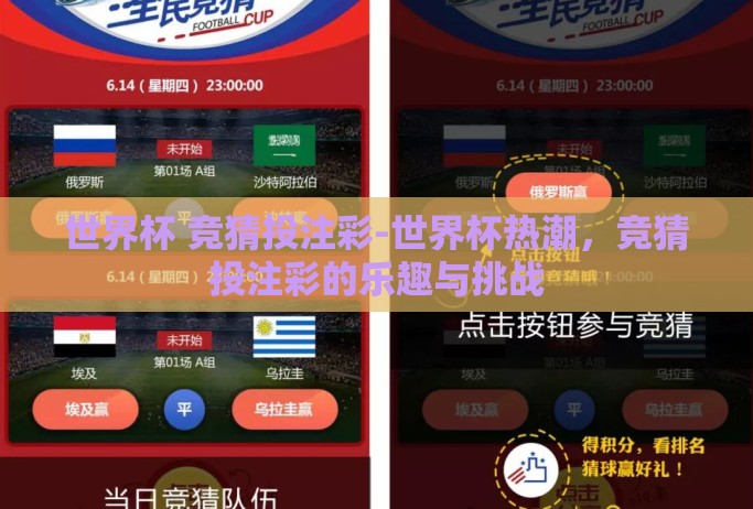 世界杯 竞猜投注彩-世界杯热潮,竞猜投注彩的乐趣与挑战 世界杯 竞猜投注彩-世界杯热潮,竞猜投注彩的乐趣与挑战